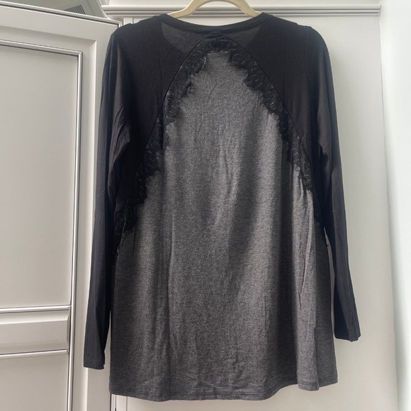 LOVEAPPELLA Paulo Lace Detail Knit Top, M, super soft, black, grey - Picture 3 of 11